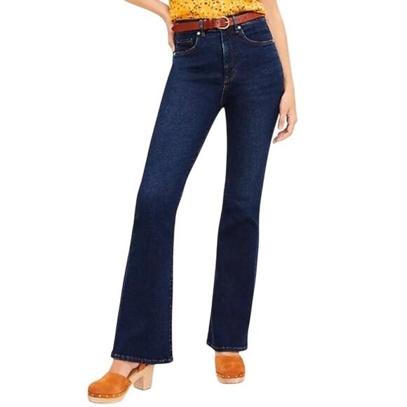 LOFT Denim - Ann Taylor LOFT Flare Mid Rise Jeans Size 27/4 Dark Blue 5 Pockets
